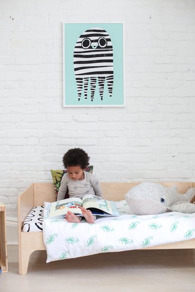 duvet set - leafy sea dragons green