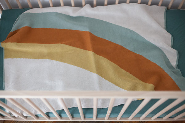 NEW! Rainbow Baby Knitted Blanket
