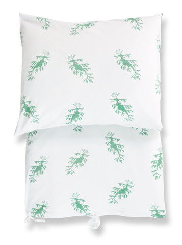 duvet set - leafy sea dragons green